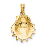14k Yellow Gold Scallop Shell Pendant, Camino de Santiago Religious Charm for Women
