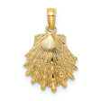 14k Yellow Gold Scallop Shell Pendant, Camino de Santiago Religious Charm for Women