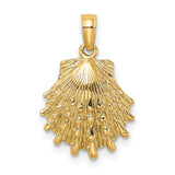 14k Yellow Gold Scallop Shell Pendant, Camino de Santiago Religious Charm for Women