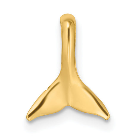 14k Yellow Gold Whale Tail Pendant, Polished Ocean Charm, Nautical Sea Life Jewelry for Women or Unisex