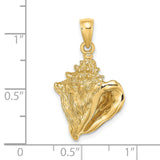 14k Yellow Gold Conch Shell Pendant with Intricate Detailing, Nautical Ocean-Inspired Jewelry for Women