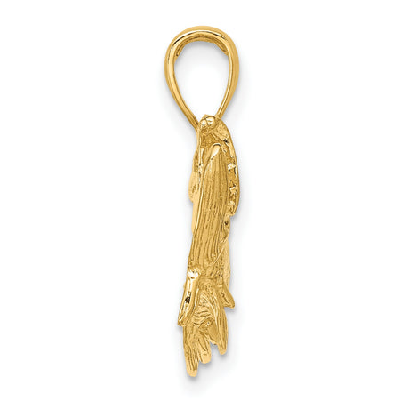 14k Yellow Gold Tarpon Pendant, Detailed Sport Fish Design, Nautical Jewelry for Men or Unisex