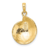 14k Yellow Gold Spiral Seashell Pendant, Textured Swirl Shell Charm, Ocean-Inspired Coastal Jewelry