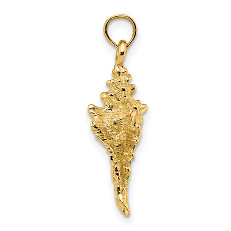 14k Yellow Gold Conch Shell Pendant, Nautical Ocean-Inspired Design for Women