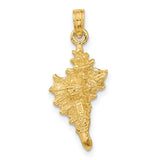 14k Yellow Gold Conch Shell Pendant, Nautical Ocean-Inspired Design for Women