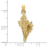 14k Yellow Gold Conch Shell Pendant, Nautical Ocean-Inspired Design for Women