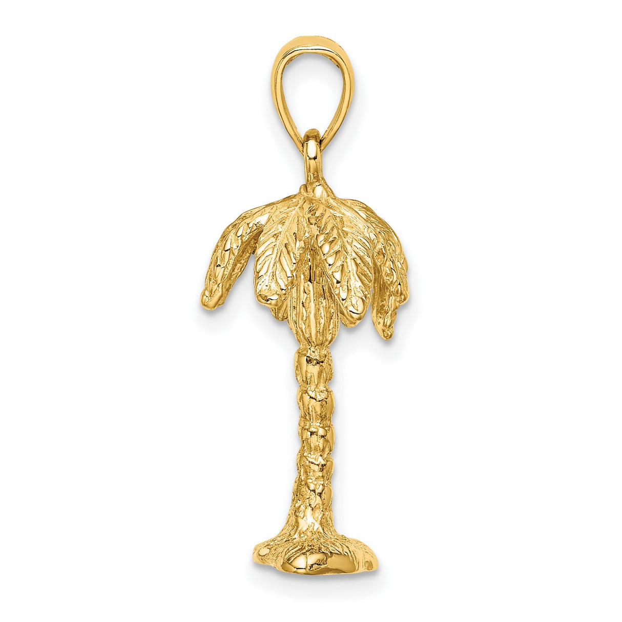 14k Yellow Gold Palm Tree Pendant, Tropical Beach Charm, Unisex Coastal Style Jewelry