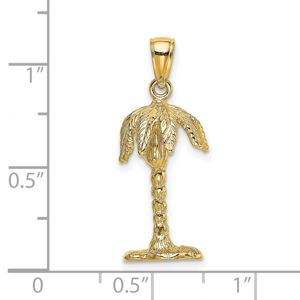 14k Yellow Gold Palm Tree Pendant, Tropical Beach Charm, Unisex Coastal Style Jewelry
