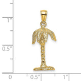 14k Yellow Gold Palm Tree Pendant, Tropical Beach Charm, Unisex Coastal Style Jewelry