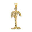 14k Yellow Gold Palm Tree Pendant, Tropical Beach Charm, Unisex Coastal Style Jewelry