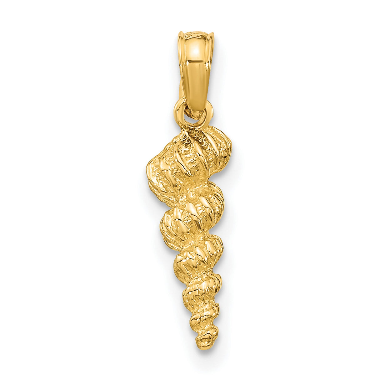 14k Yellow Gold Seashell Pendant with Spiral Shell Design, Ocean-Inspired Coastal Charm