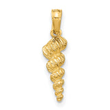 14k Yellow Gold Seashell Pendant with Spiral Shell Design, Ocean-Inspired Coastal Charm
