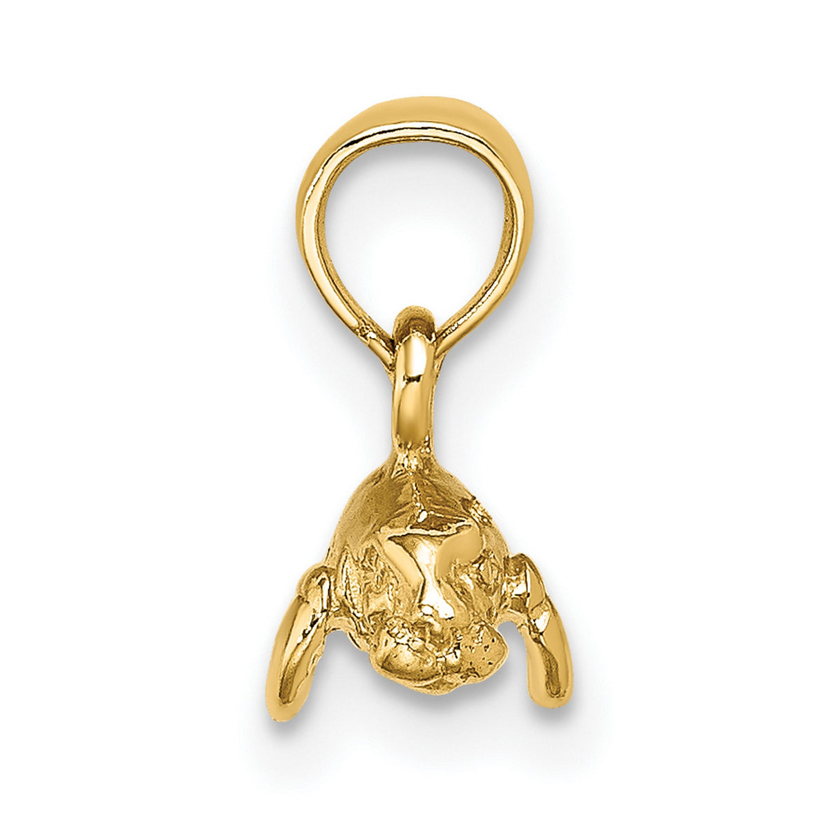 14k Yellow Gold Hamsa Horn Pendant with Bull Head, Ox Amulet for Protection and Luck