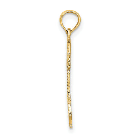 14k Yellow Gold Palm Tree Pendant with Siesta Key Design, Tropical Beach Jewelry
