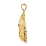 14k Yellow Gold Anchor and Shell Pendant with Rope Detail, Nautical Scallop Design