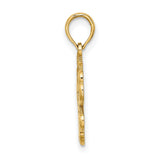 14k Yellow Gold Crab Pendant with Outer Banks Text, Nautical Coastal Charm