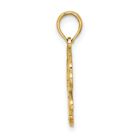 14k Yellow Gold Crab Pendant with Outer Banks Text, Nautical Coastal Charm