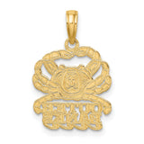 14k Yellow Gold Crab Pendant with Outer Banks Text, Nautical Coastal Charm