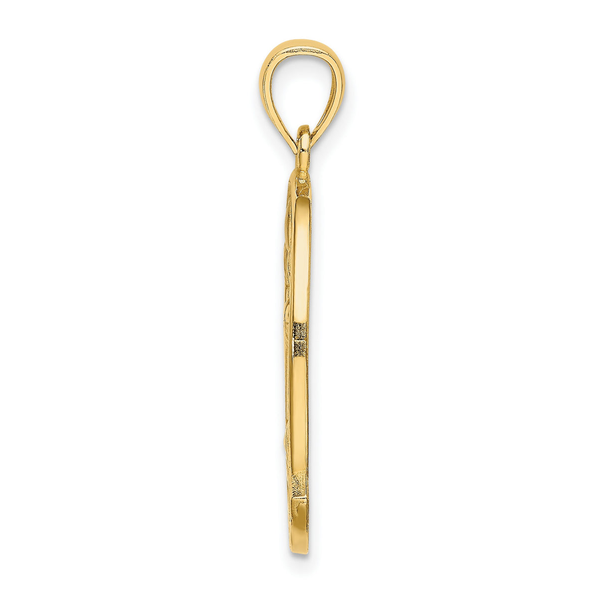 14k Yellow Gold Dolphin Pendant with Palm Tree and Sun Design, Tropical Travel Theme Jewelry
