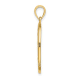 14k Yellow Gold Dolphin Pendant with Palm Tree and Sun Design, Tropical Travel Theme Jewelry