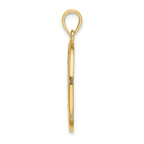 14k Yellow Gold Dolphin Pendant with Palm Tree and Sun Design, Tropical Travel Theme Jewelry