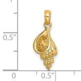 14k Yellow Gold Conch Shell Pendant, Polished Religious Charm, Hindu or Buddhist Symbolic Jewelry