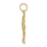 14k Yellow Gold Palm Tree Pendant, Tropical Island Charm, Coastal Beach Theme Jewelry