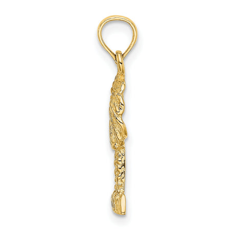 14k Yellow Gold Palm Tree Pendant, Tropical Island Charm, Coastal Beach Theme Jewelry