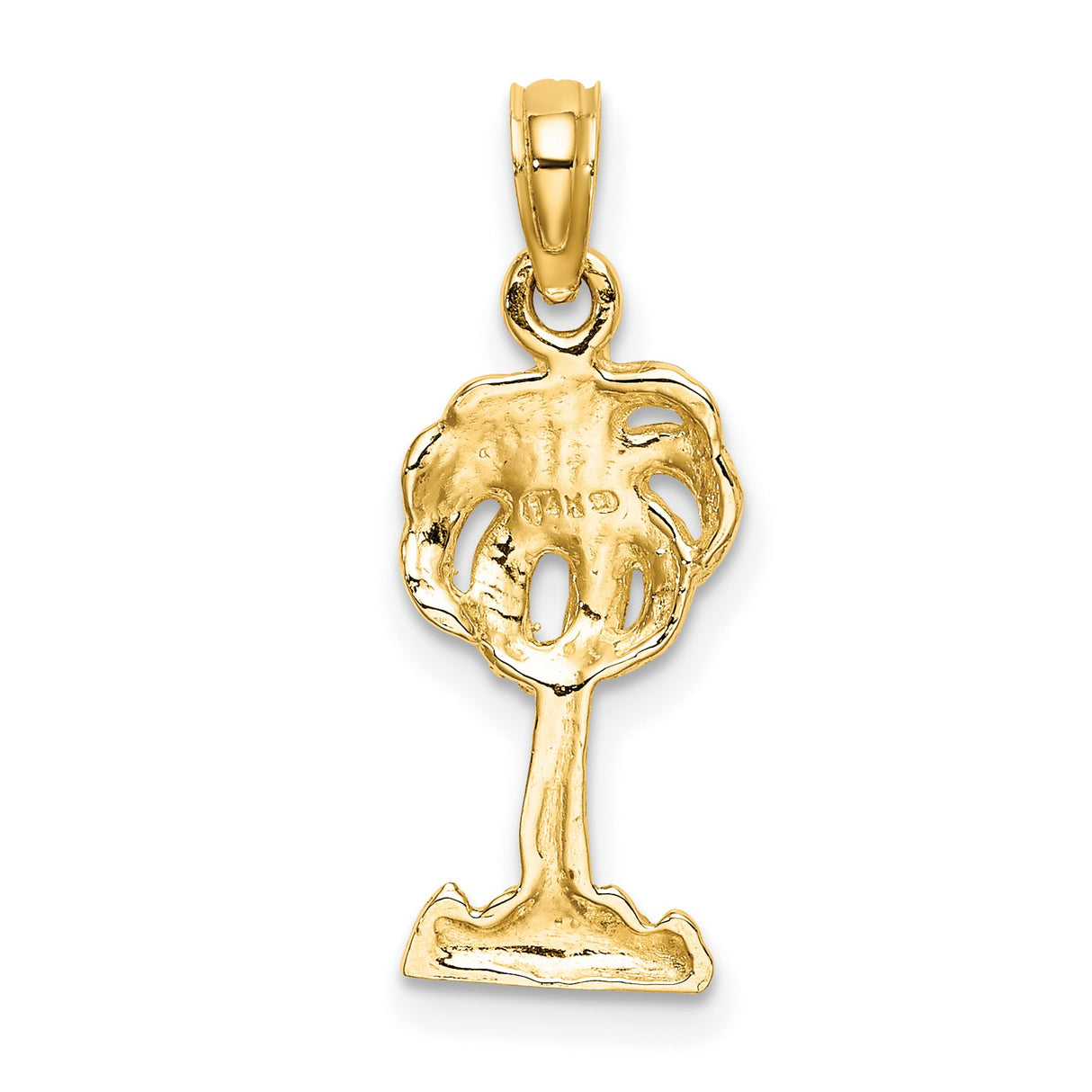 14k Yellow Gold Palm Tree Pendant, Tropical Island Charm, Coastal Beach Theme Jewelry