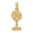 14k Yellow Gold Palm Tree Pendant, Tropical Island Charm, Coastal Beach Theme Jewelry