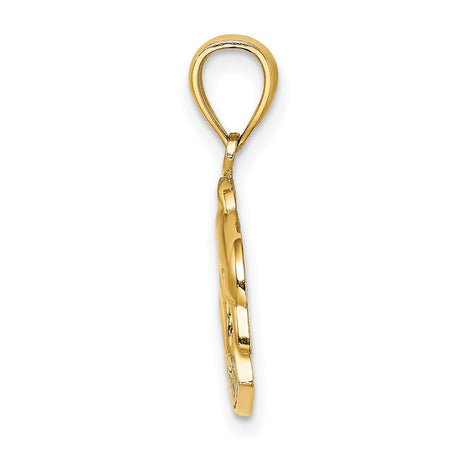 14k Yellow Gold Dolphin Pendant with St. Martin Engraving, Caribbean Nautical Charm