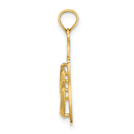 14k Yellow Gold Flip-Flop Pendant with Textured Sandal Design, Tropical Beach Charm