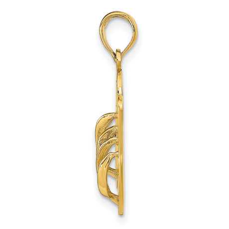 14k Yellow Gold Flip Flop Pendant, Beach Sandal Charm with Coastal Theme