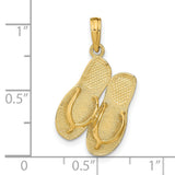 14k Yellow Gold Flip Flop Pendant, Beach Sandal Charm with Coastal Theme