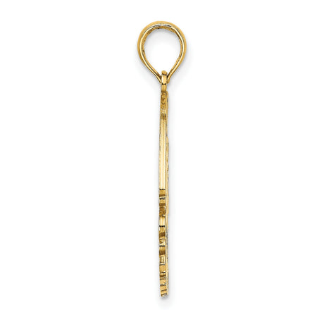 14k Yellow Gold Curacao Fish Pendant, Tropical Angelfish Ocean Charm