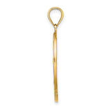 14k Yellow Gold Dolphin Palm Tree Pendant with Sun and Waves Island Charm