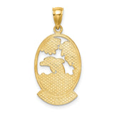 14k Yellow Gold Dolphin Palm Tree Pendant with Sun and Waves Island Charm