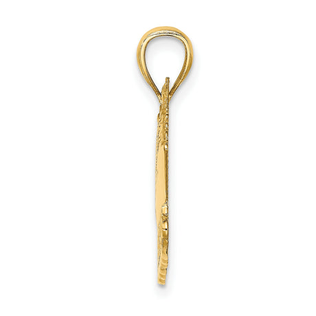 14k Yellow Gold Barbados Cruise Ship Pendant, Nautical Caribbean Travel Charm