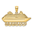 14k Yellow Gold Barbados Cruise Ship Pendant, Nautical Caribbean Travel Charm