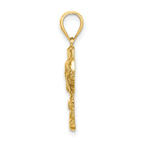 14k Yellow Gold Palm Tree Pendant, Curacao Tropical Island Charm for Women or Unisex Wear