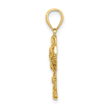 14k Yellow Gold Palm Tree Pendant, Curacao Tropical Island Charm for Women or Unisex Wear