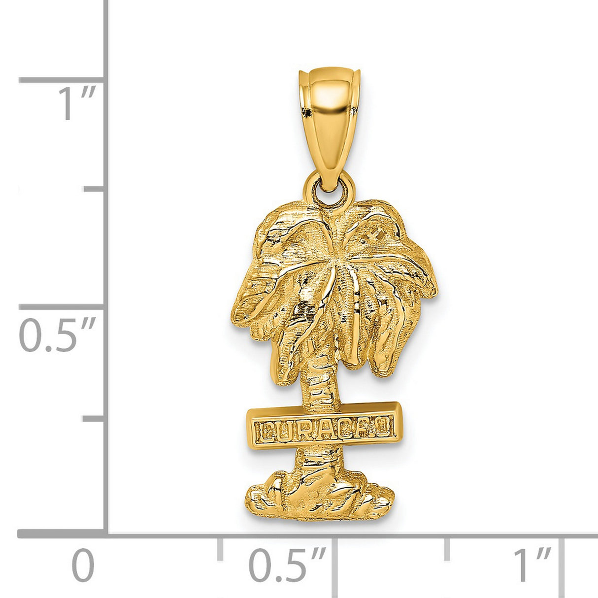 14k Yellow Gold Palm Tree Pendant, Curacao Tropical Island Charm for Women or Unisex Wear