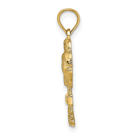 14k Yellow Gold Palm Tree Pendant, Tropical Island Charm, St Martin Beach Travel Jewelry