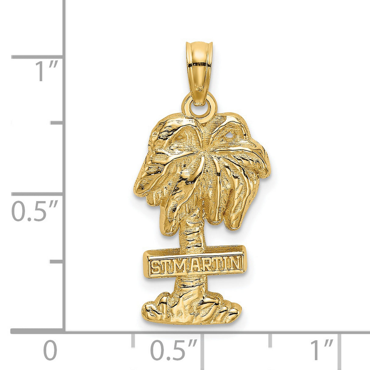 14k Yellow Gold Palm Tree Pendant, Tropical Island Charm, St Martin Beach Travel Jewelry