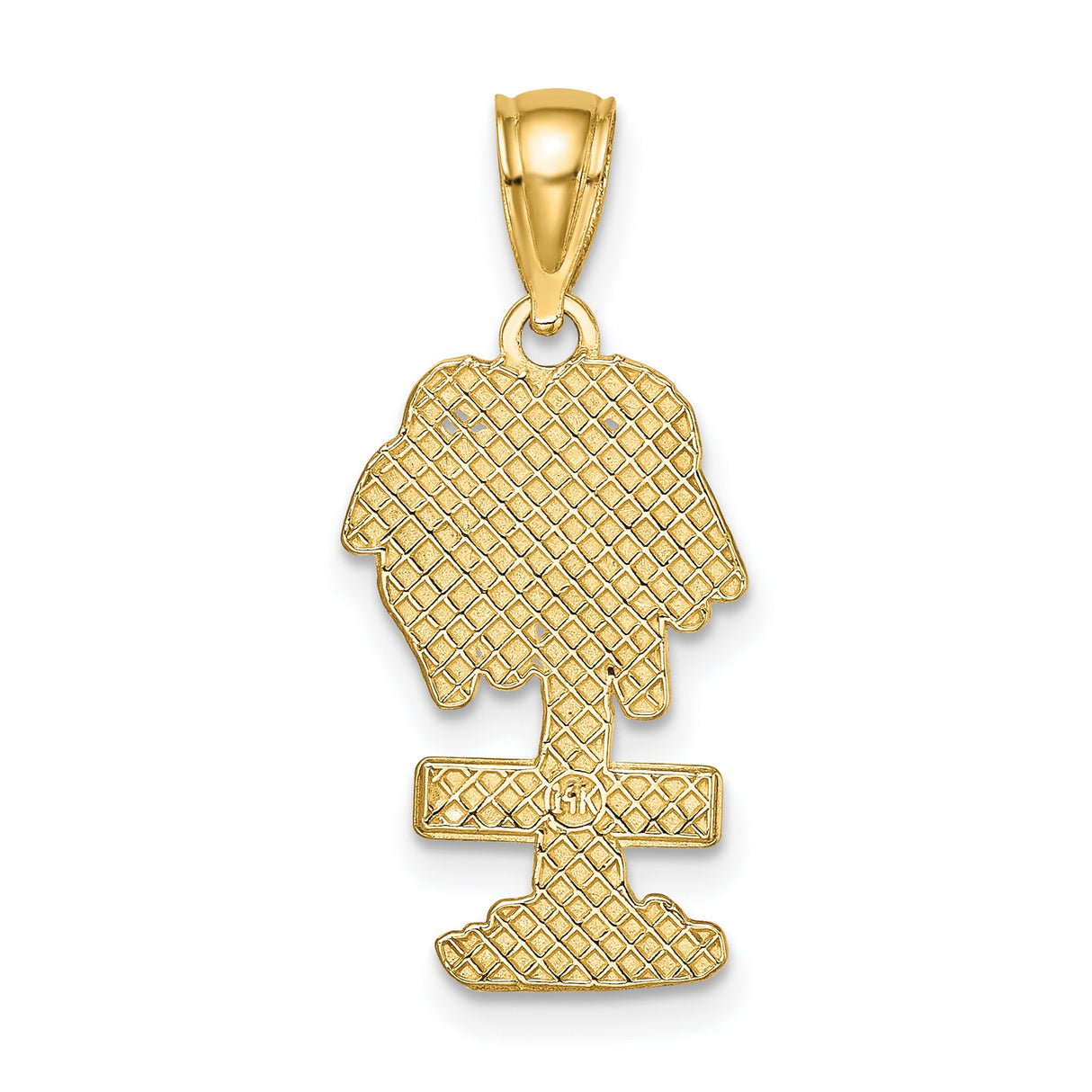 14k Yellow Gold Palm Tree Pendant with St Thomas Lettering, Tropical Island Charm