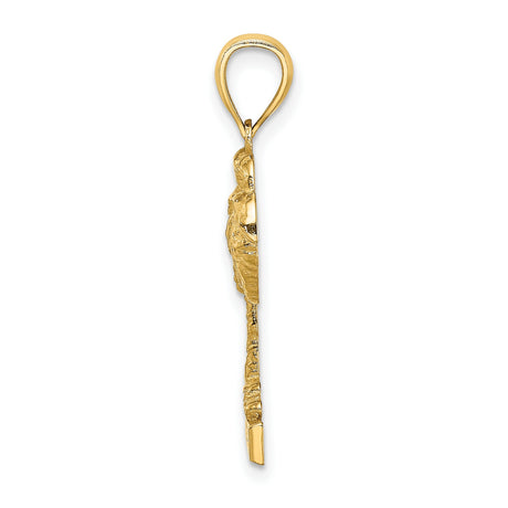 14k Yellow Gold Palm Tree Pendant with Barbados Inscription, Tropical Travel Charm