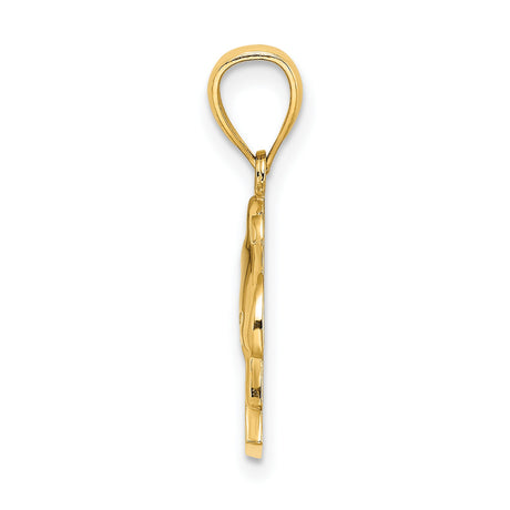 14k Yellow Gold Dolphin Pendant with Key West Engraving, Nautical Beach-Themed Charm
