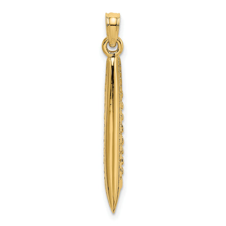14k Yellow Gold Submarine Pendant Charm with Conning Tower Detail, Nautical Military Jewelry
