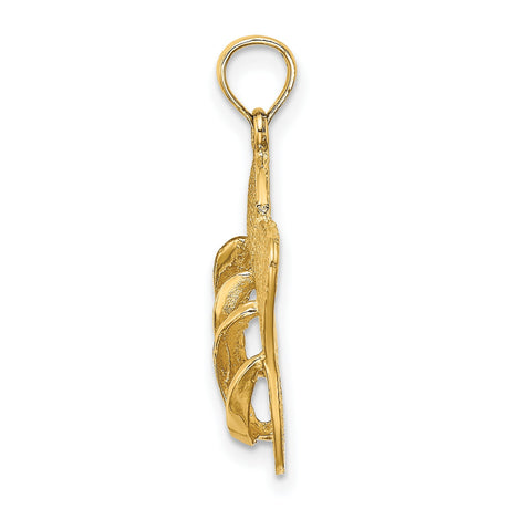 14k Yellow Gold Flip-Flop Pendant, Detailed Sandal Beach Charm, Coastal Vacation Jewelry for Women