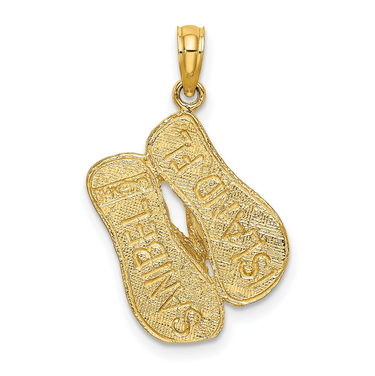 14k Yellow Gold Flip-Flop Pendant, Detailed Sandal Beach Charm, Coastal Vacation Jewelry for Women